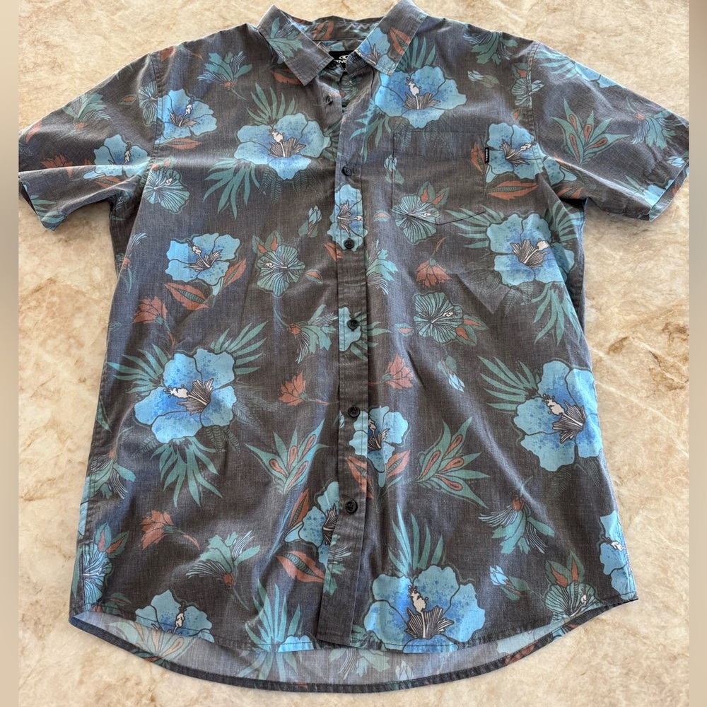 O'Neill Blue and Gray Floral Men's Shirt